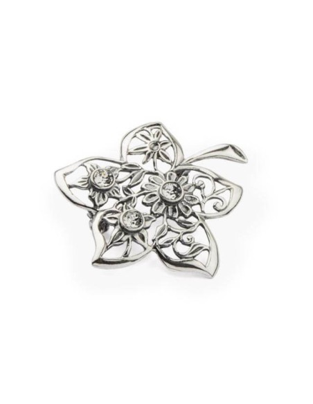 Silver flower brooch with Swarovski crystals B 164
