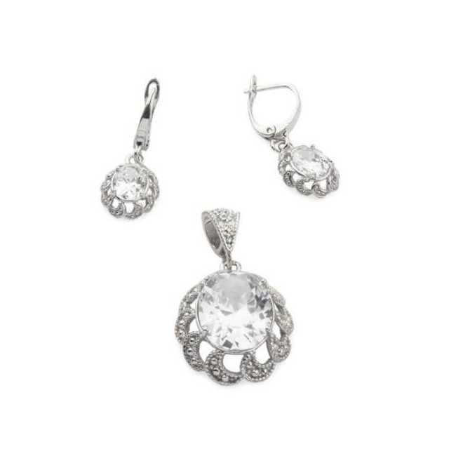 Silver rhodium-plated earrings with cubic zirconia K3 1885