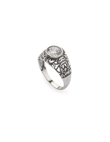 Silver signet ring with white zircon PB 373