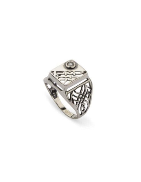 Srebrny sygnet z białą cyrkonią PB 347