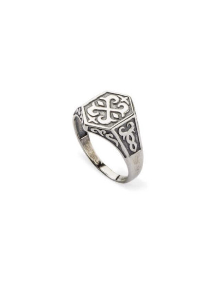 Silver signet ring with ornament PB 371