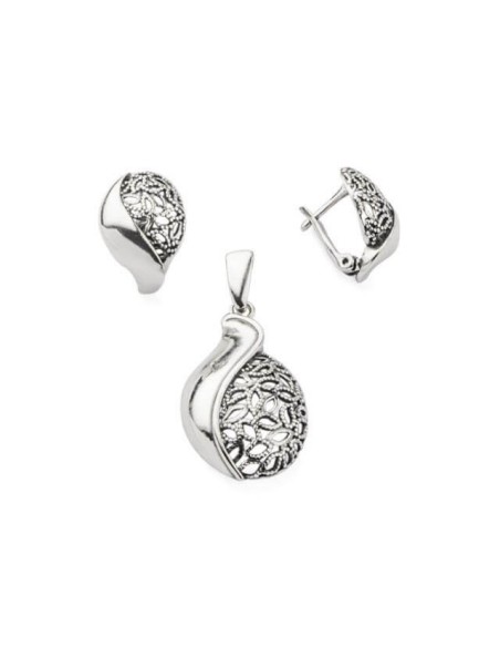 Silver oxidized earrings K3 1884