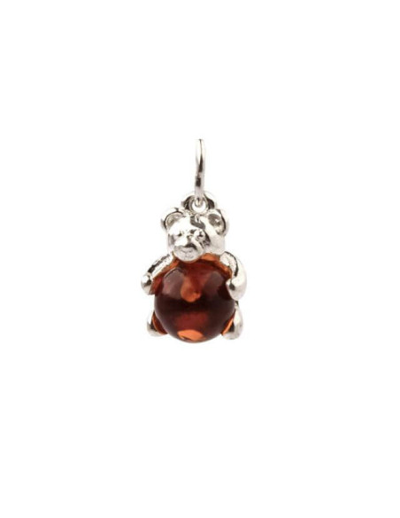 Silver pendant Teddy Bear Amber W 1150