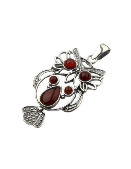 Silver Owl pendant with amber W 1181