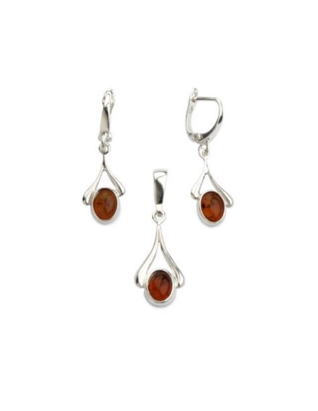 Silver pendant with cognac amber W 559 amber