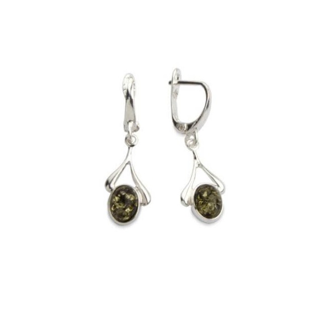 Silver pendant with green amber W 559 amber