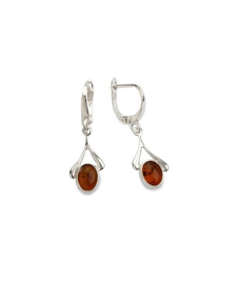 Silver earrings with cognac amber K 559 amber Silver earrings with cognac amber K 559 amber