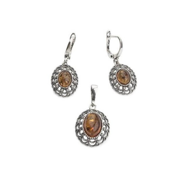 Silver earrings with amber K 1760 amber