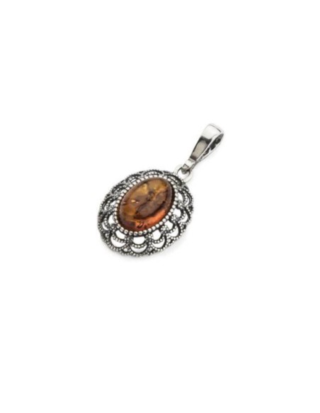 Silver pendant with amber W 1760 amber