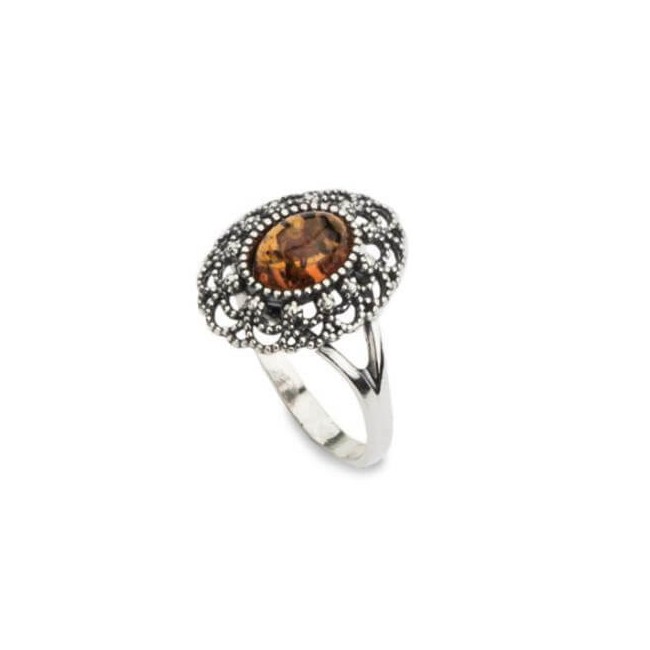 Silver pendant with amber W 1760 amber