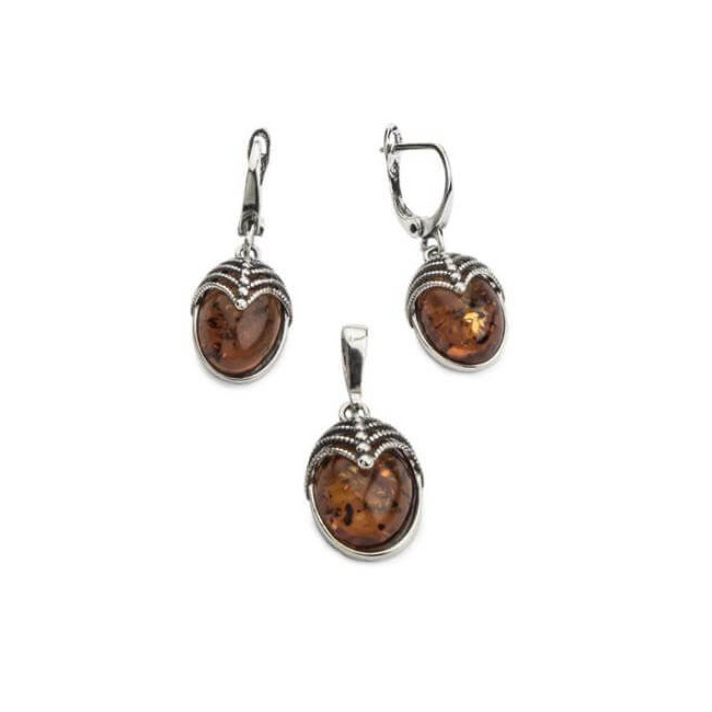 Silver earrings with amber K 1703 amber