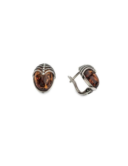 Silver earrings with amber K3 1703 amber