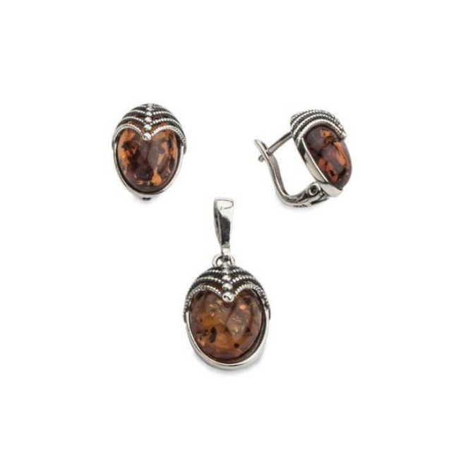 Silver pendant with amber W 1703 amber