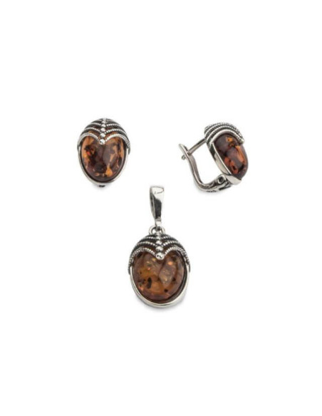 Silver pendant with amber W 1703 amber