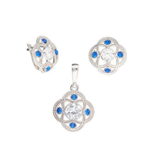 Silver ring with white zircon and Swarovski crystals PK 1878