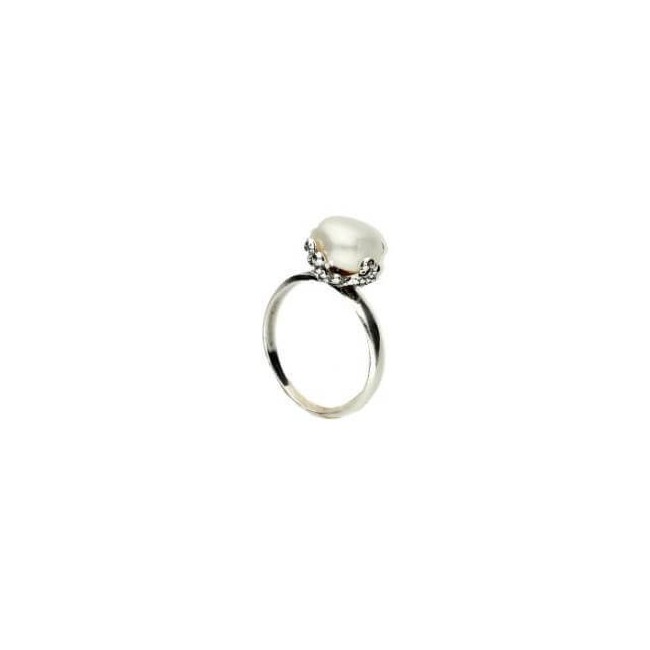 Silver oxidized ring with pearl PK 1787