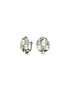 Silver earrings with pearls and Swarovski crystals K3 1921