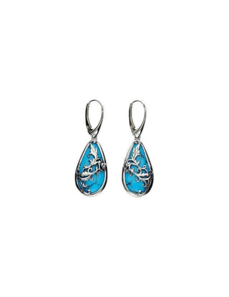 Silver oxidized earrings K 1743 turquoise