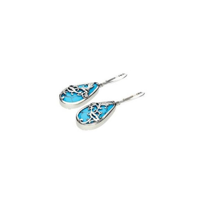 Srebrne oksydowane kolczyki K 1743 turkus|Polcaratdesign.pl Biżuteria