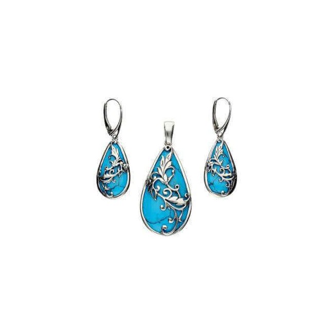 Silver oxidized earrings K 1743 turquoise