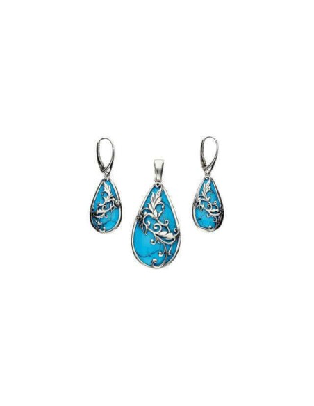 Silver oxidized earrings K 1743 turquoise