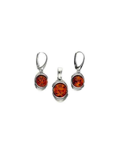 Silver earrings K 1805 amber