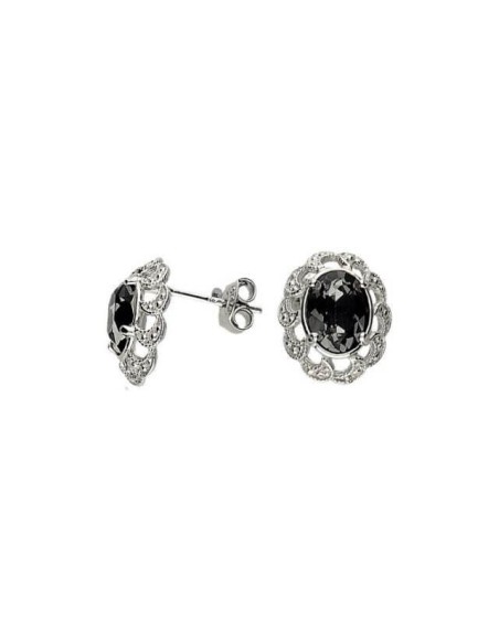 Silver earrings with Swarovski crystal K2 1885 Silver Night