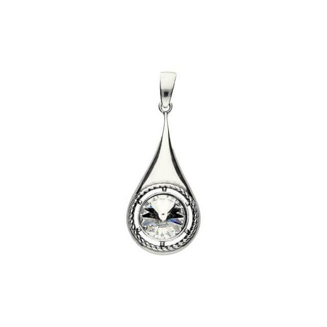 Silver oxidized pendant with Swarovski crystal W 1952
