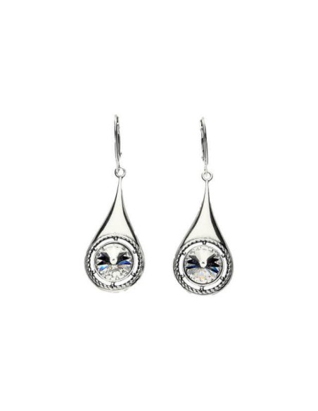 Silver oxidized earrings with Swarovski K 1952 crystal