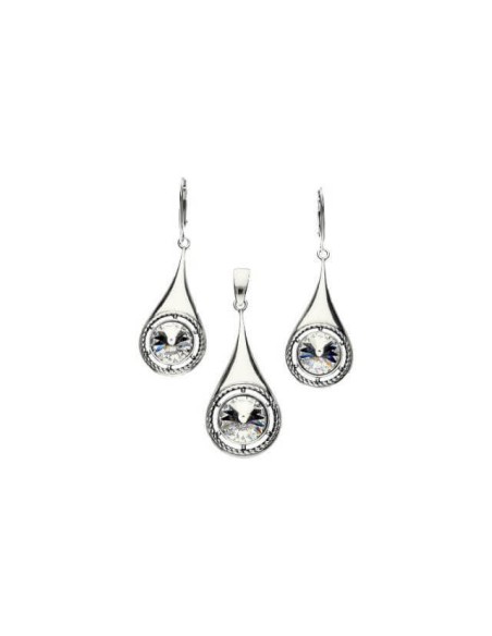 Silver oxidized earrings with Swarovski K 1952 crystal