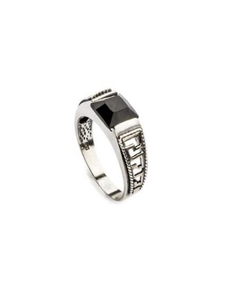 Silver signet ring with black zircon PB 351