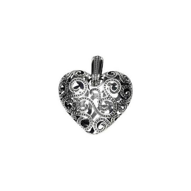 Silver oxidized pendant HEART W 1262
