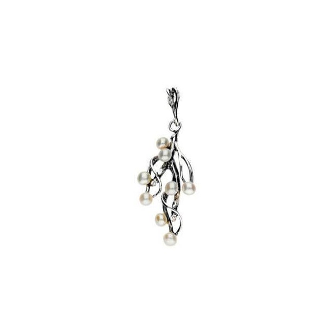 Silver pendant with pearls BRANCH W 969 pearl