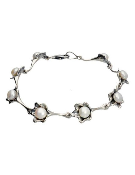 Silver bracelet with pearls L 1557 pearl