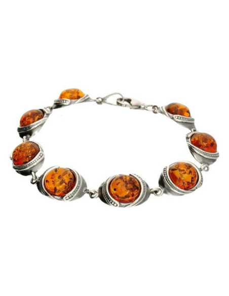 Silver bracelet with amber L 1805 amber