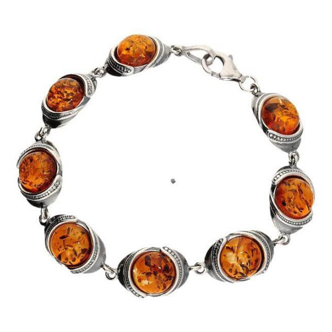 Silver bracelet with amber L 1805 amber