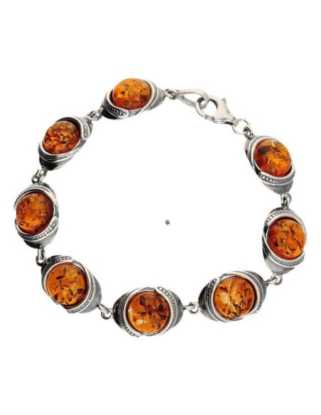 Silver bracelet with amber L 1805 amber