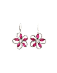 Silver earrings with Swarovski crystals K 1898 Fuchsia