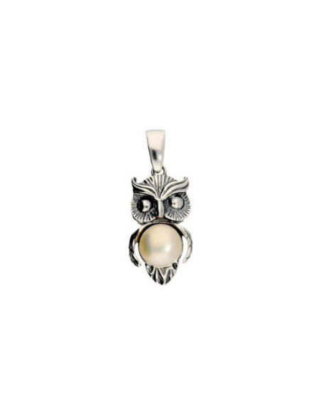 Silver pendant with white pearl OWL W 1241