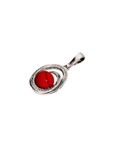 Silver pendant with coral W 1561 coral