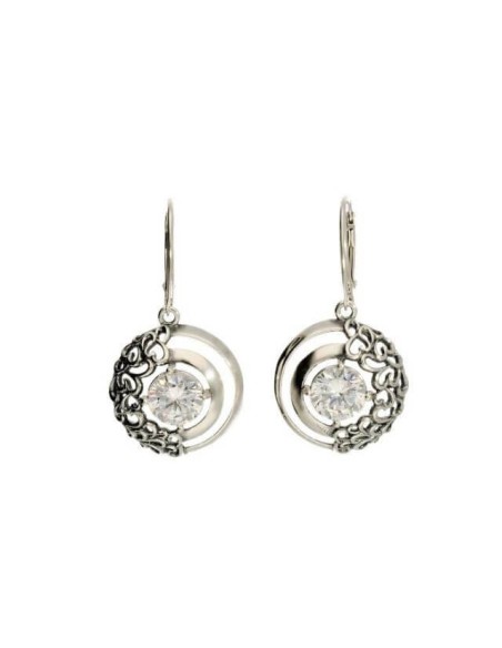 Kolczyki srebrne oksydowane z białą cyrkonią K 1964