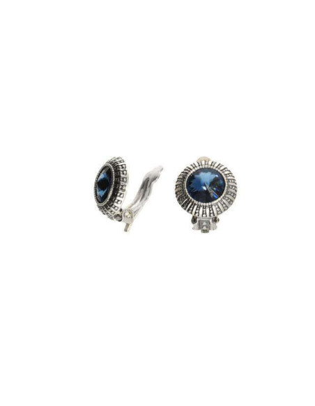 Swarovski KL 1850 Silver Crystal Clips Denim blue