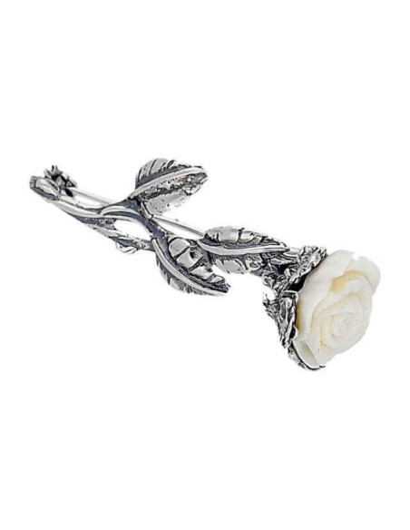 Silver brooch White Rose B 71