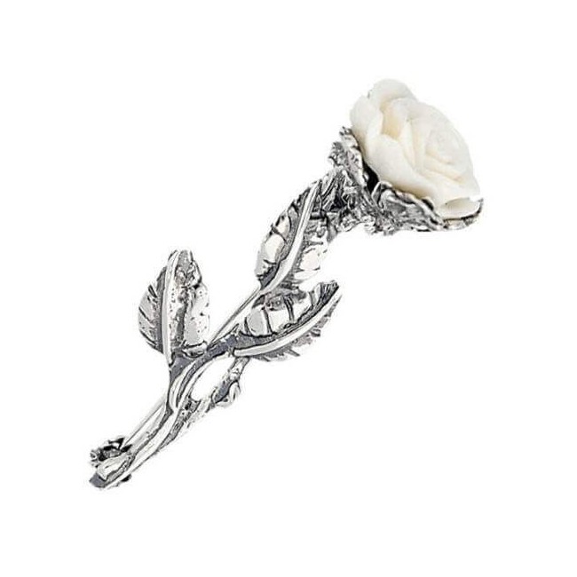 Silver brooch White Rose B 71