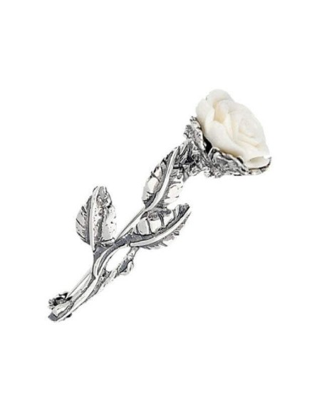 Silver brooch White Rose B 71