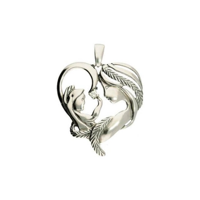 Srebrny wisiorek z cyrkonią MATKA Z DZIECKIEM W 1268|Polcaratdesign.pl Biżuteria