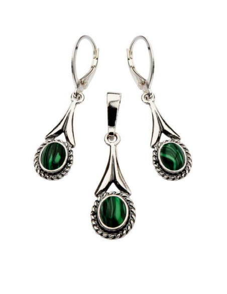 Silver set with malachites KPL 570