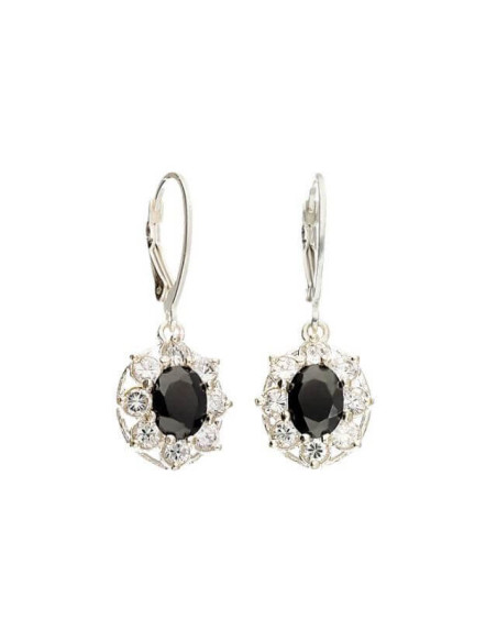 Srebrne kolczyki z cyrkoniami K 1627 Biały Czarne Srebrne kolczyki z cyrkoniami K 1627 Biały Czarne