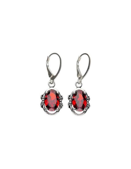 Silver earrings with zircons K 1577 Red