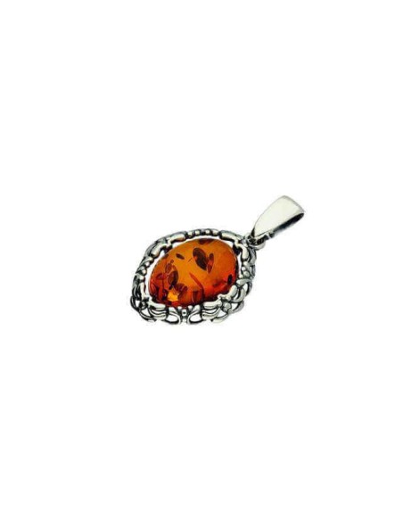 Silver pendant with amber W 1979 Cognac Silver pendant with amber W 1979 Cognac